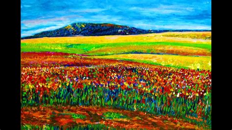 Rami Benatar demo How I paint Sunrise in Wild Field Impressionist style Acrylic on Board - YouTube