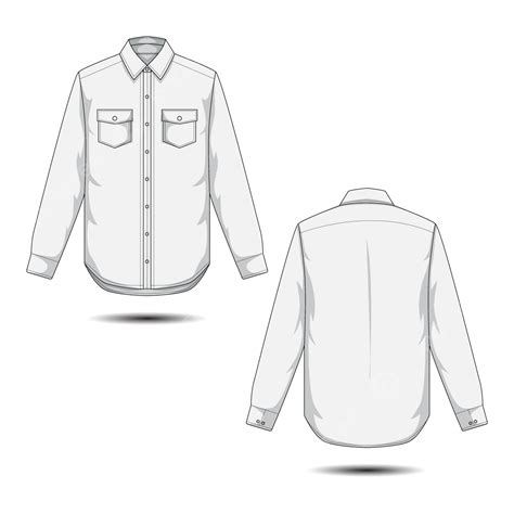 Long Sleeve White Shirt Mockup Front And Back View Vector, White Shirt Mockup, White Shirt ...