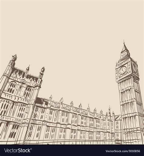 London cityscape drawing Royalty Free Vector Image