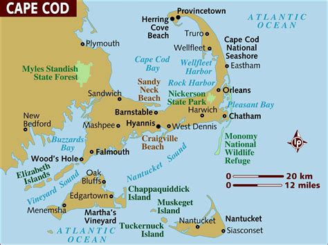 Maps of Cape Cod, Martha's Vineyard, and Nantucket