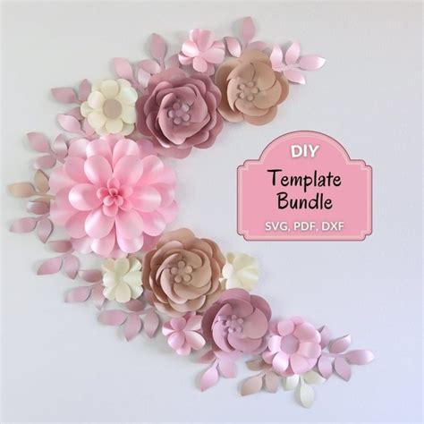 Paper Flower Backdrop DIY Kit - FancyBloom | Paper flower template ...