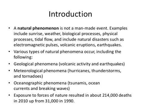 Natural phenomena