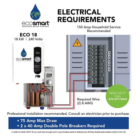 ecosmart ECO 18 Electric Tankless Water Heater, 18 KW at 240 Volts with Patented Self Modulating ...