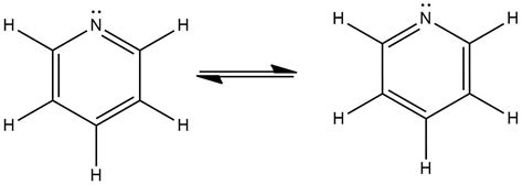 Complete the Lewis structures for pyridine (C5H5N) showing the two most common resonance forms ...