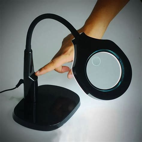 5X 12X Light Magnifier Desk Stand Table Lamp Magnifier 45 LED Illuminant Large Magnifying Glass ...