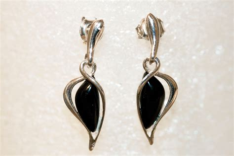 Whitby Jet Earrings. Sterling Silver Earrings, British jewellery ...