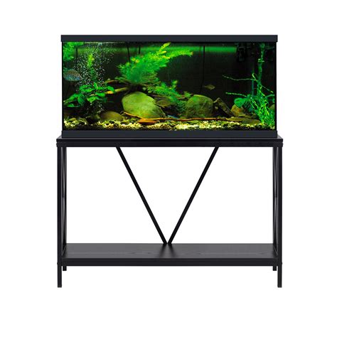 Aquatic Fundamentals 40/55 Gallon Steel X-Frame Black Aquarium Stand, with Lower Shelf | Petco