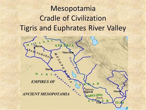 a map of the mesopotamia cradle of civilizing tigris and euphrates ...