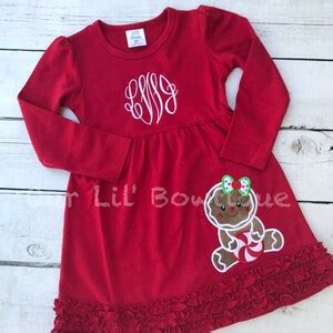 Gingerbread Christmas Shirt Girls Christmas Dress Gingerbread Shirt Christmas Applique Dress ...