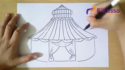 How to Draw Circus Tent step by step - YouTube