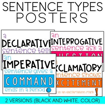 Sentence Types Posters by Teaching in the Big Sky | TpT