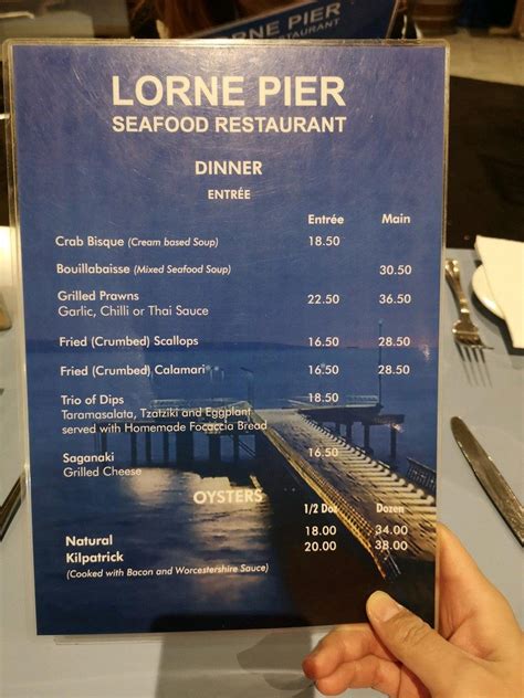 Menu at The Lorne Pier Seafood Restaurant, Lorne