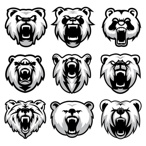 Bear head collection. bear head logo 13991828 Vector Art at Vecteezy