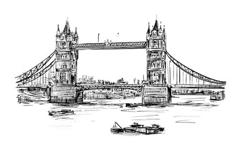 Premium Vector | Sketch of London tower bridge hand draw