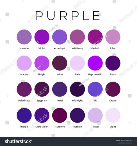 Purple Color Shades Swatches Palette Names Stock Vector (Royalty Free ...