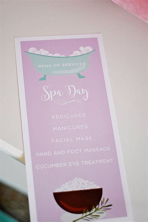 Spa Party Printable - Spa Services Menu, EDITABLE INSTANT DOWNLOAD Home Girls Spa Day, Mommy ...