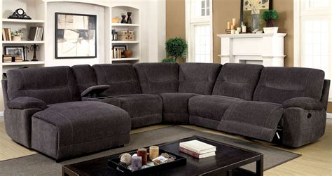 Karlee II Gray Reclining Sectional With Console by Furniture of America | 1StopBedrooms