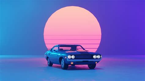 HD wallpaper: retrowave, Retro Wave, sunset, Dodge Challenger, car, vehicle | Wallpaper Flare