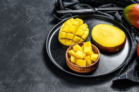 Premium Photo | Mango cut into cubes