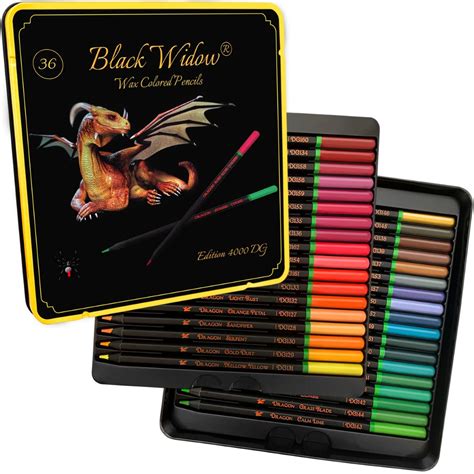 Buy Black Widow Dragon Colored Pencils For Adults - 36 Coloring Pencils With Smooth Pigments ...