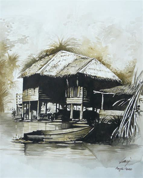 Kampung House Painting - Kampung House Fine Art Print