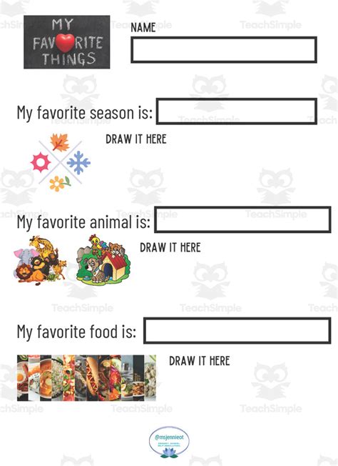 My Favorite Things Worksheet by Teach Simple