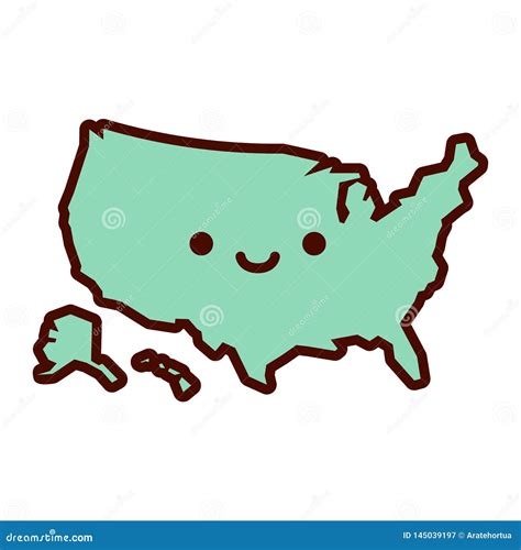 Cartoon USA Map Emoji Icon Isolated Stock Illustration - Illustration of nation, funny: 145039197