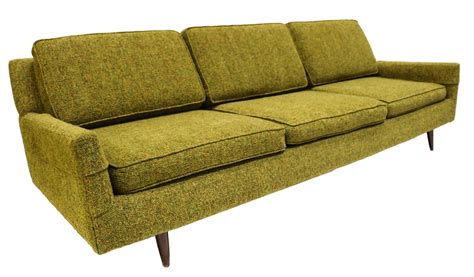 Mid-Century Modern Green Upholstered Sofa