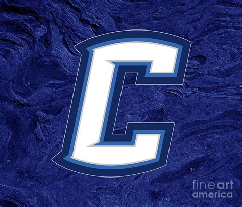 Creighton University Logo On Dark Blue Swirl Texture Photograph by John Stephens