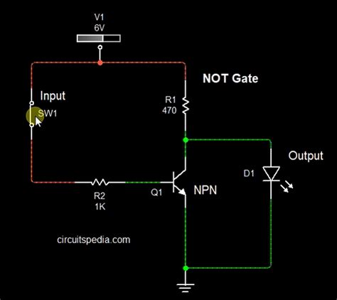 What Is NOT Gate Inverter, NOT Logic Gate Inverter Circuit Using Transistor