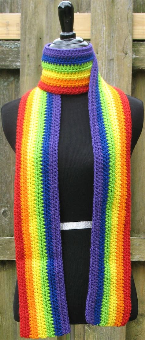 Crocheted Rainbow Scarf, Great for Parades, Marches, Rallies, Dances ...