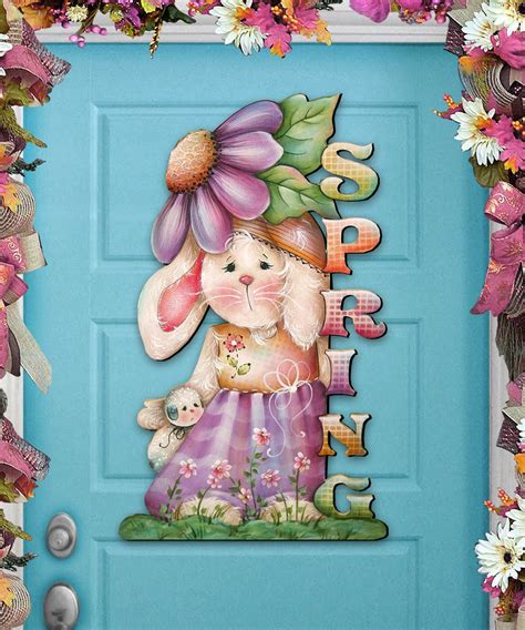 Spring Decorations Easter Bunny Spring Decor Wooden Door | Etsy