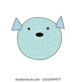 Vector Cartoon Cute Blue Blowfish Stock Vector (Royalty Free) 1561459477 | Shutterstock