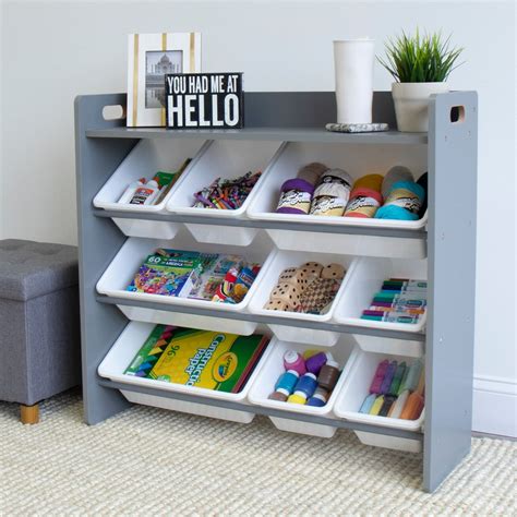 Humble Crew Toy Storage Organizer with Shelf and 9 Storage Bins, Gray - Walmart.com - Walmart.com