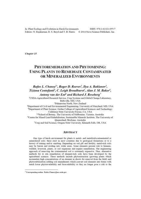 (PDF) Phytoremediation and Phytomining: using plants to remediate contaminated or mineralized ...