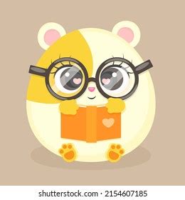 Cute Guinea Pig Reading Book Glasses Stock Vector (Royalty Free ...