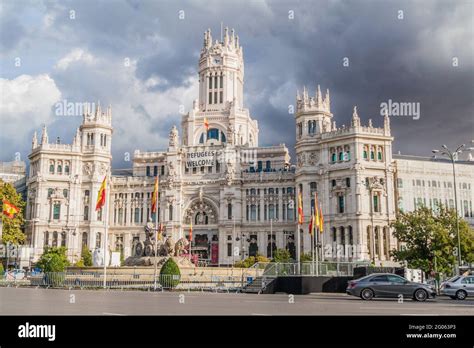 MADRID, SPAIN - OCTOBER 22, 2017: Cybele Palace Palacio de Cibeles in ...