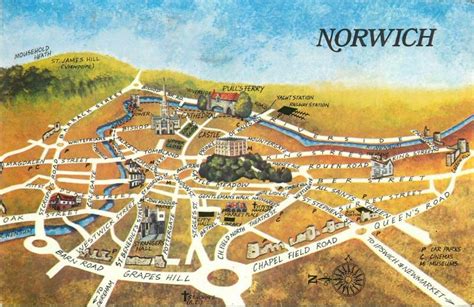 Norwich city centre map postcard | Europe - United Kingdom - England ...