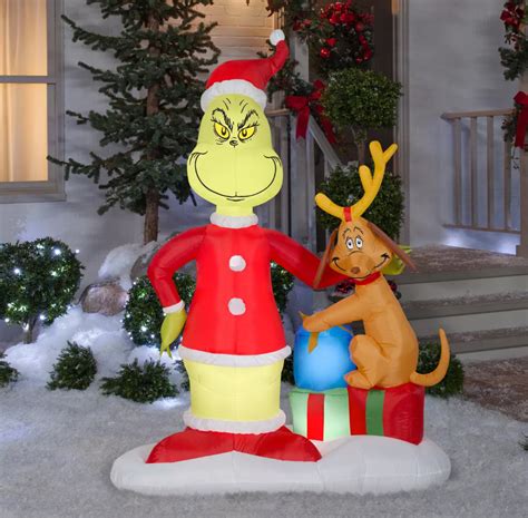 6' airblown Grinch & Max w/Presents Santa Inflatable Christmas Dr Seuss Yard Decor Outdoor