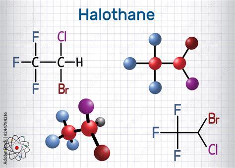 Vetor de Halothane general anesthetic drug molecule. Structural ...