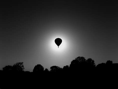 Silhouette of hot air balloon, monochrome HD wallpaper | Wallpaper Flare