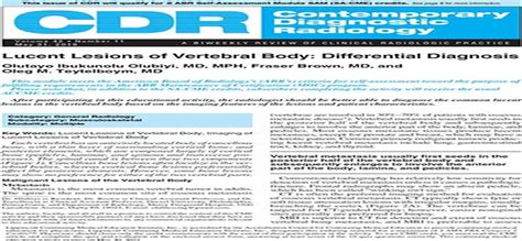 Lucent Lesions of Vertebral Body: Differential Diagnosis : Contemporary Diagnostic Radiology