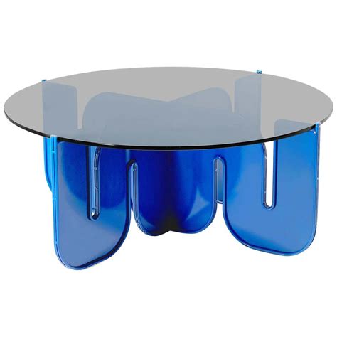 Modern Coffee Table, Flat Pack Center Table in Electric Blue, Smoke Glass | Oval coffee tables ...