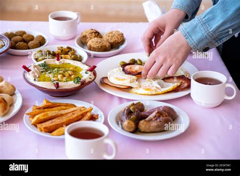 Arabic breakfast table full of tasty dishes Stock Photo - Alamy