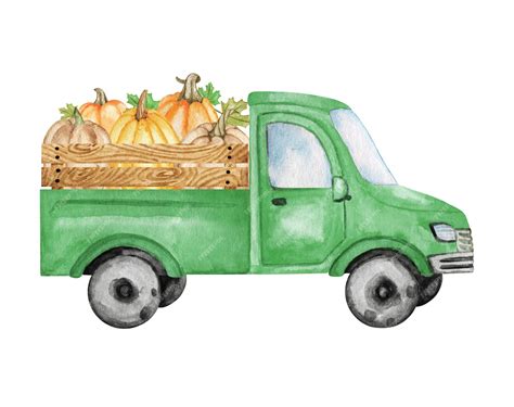 Premium Photo | Truck with pumpkins clipart car with harvest art