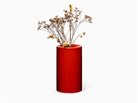 Minimalist Ceramic Red Vase For Sale at 1stDibs