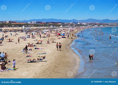 El Cabanyal and La Malvarrosa Beaches in Valencia, Spain Editorial ...