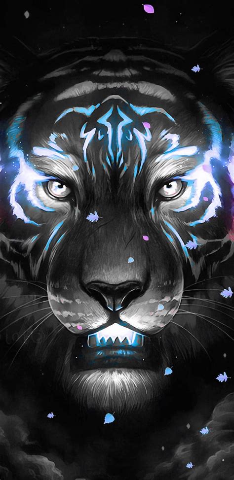 BLUETIGER, animal, blue, blue-tiger, neon, tiger, HD phone wallpaper | Peakpx