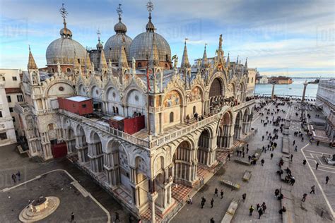 Basilica San Marco, elevated view from Torre dell'Orologio, late ...