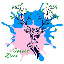 Fairy forest deer head Royalty Free Vector Image